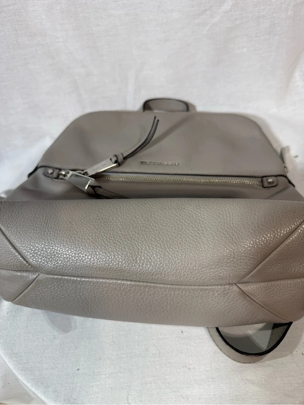 MICHAEL KORS Gray Pebbled Leather Backpack